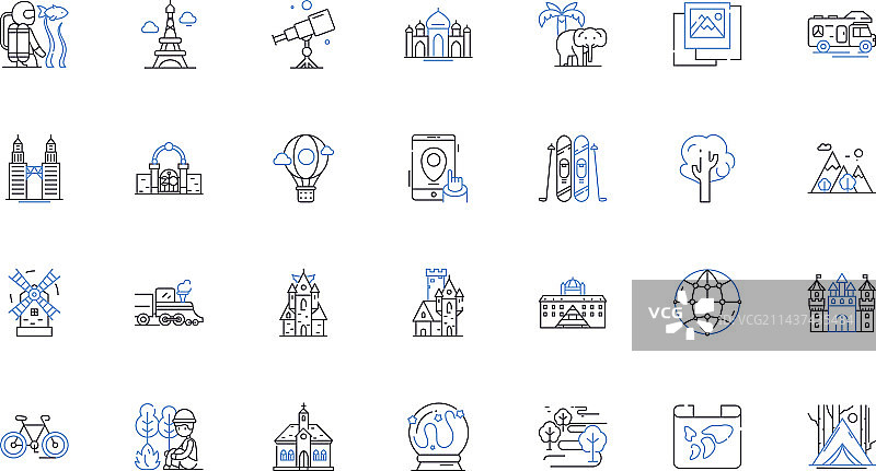 教育旅行线性图标合集图片素材