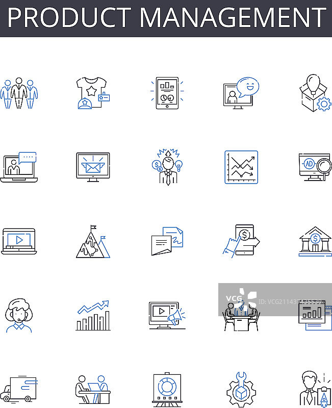 产品管理线性图标集业务图片素材