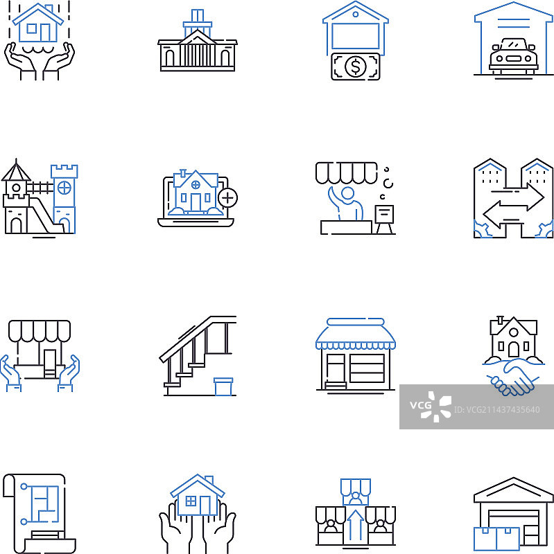 租赁房产线性图标合集图片素材