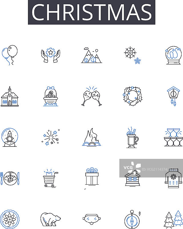 圣诞节线条图标合集图片素材