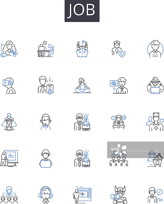 工作招聘线性图标合集图片素材