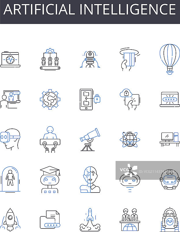 人工智能线性图标合集图片素材