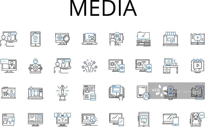 媒体新闻线性图标图片素材