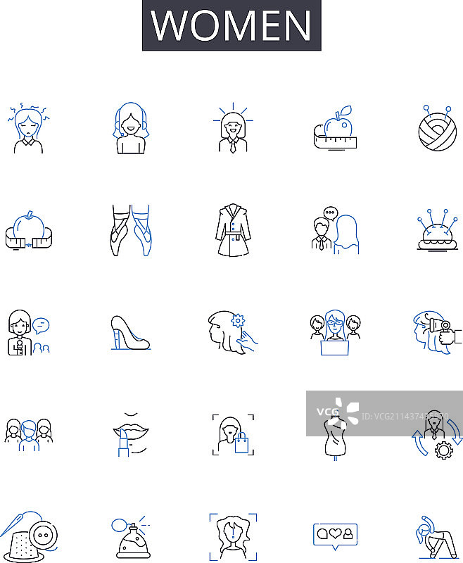 男女线条图标合集图片素材