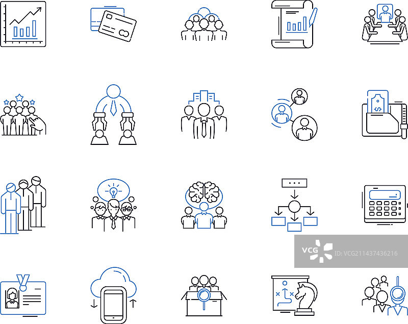 公司团队合作线性图标合集图片素材