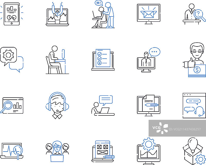 绩效启动线性图标集合图片素材