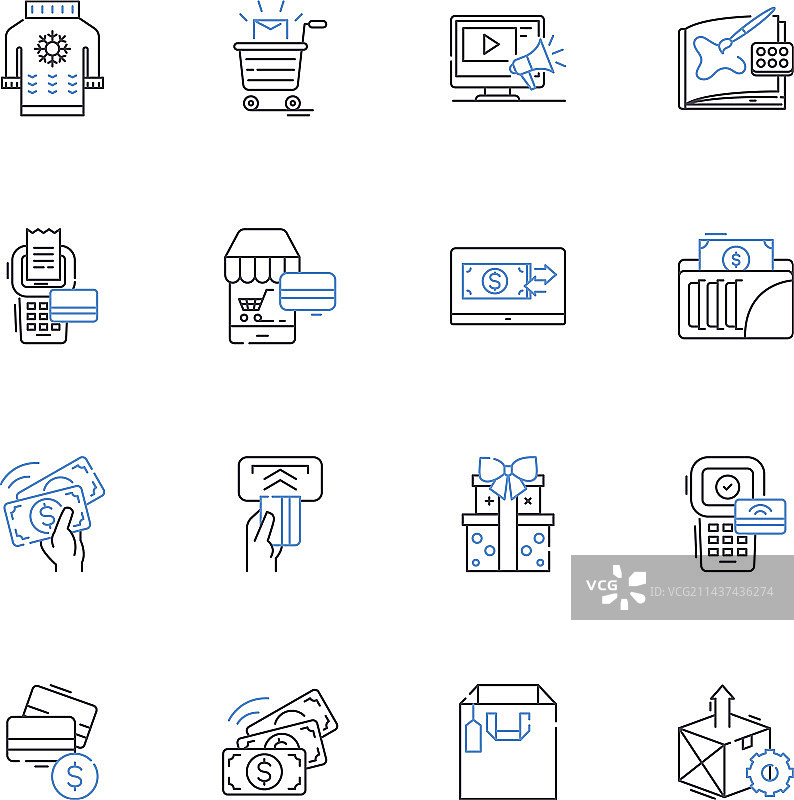 收购狂潮线性图标购物系列图片素材