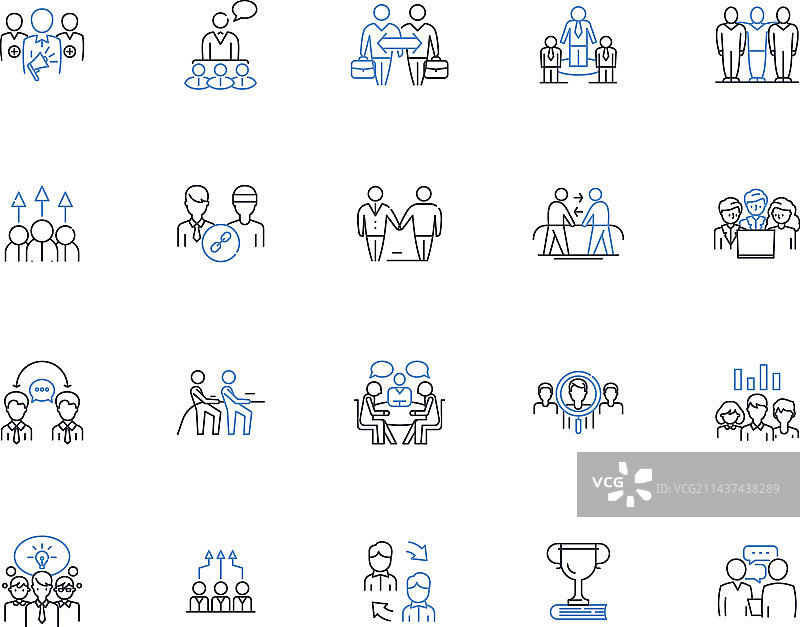 项目团队线性图标合集协作图片素材