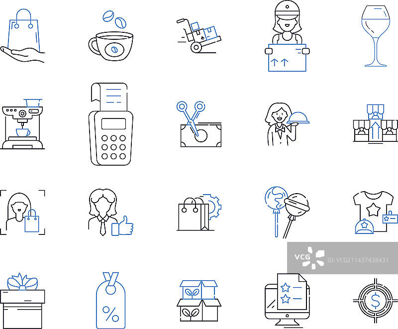 糕点店线条图标系列：羊角面包图片素材