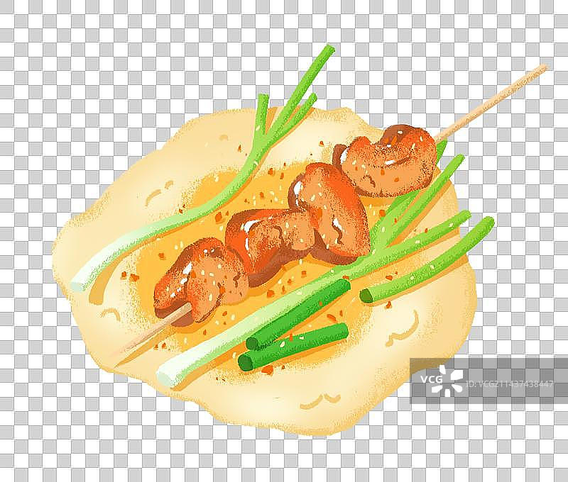 小饼肉串小葱烧烤图片素材