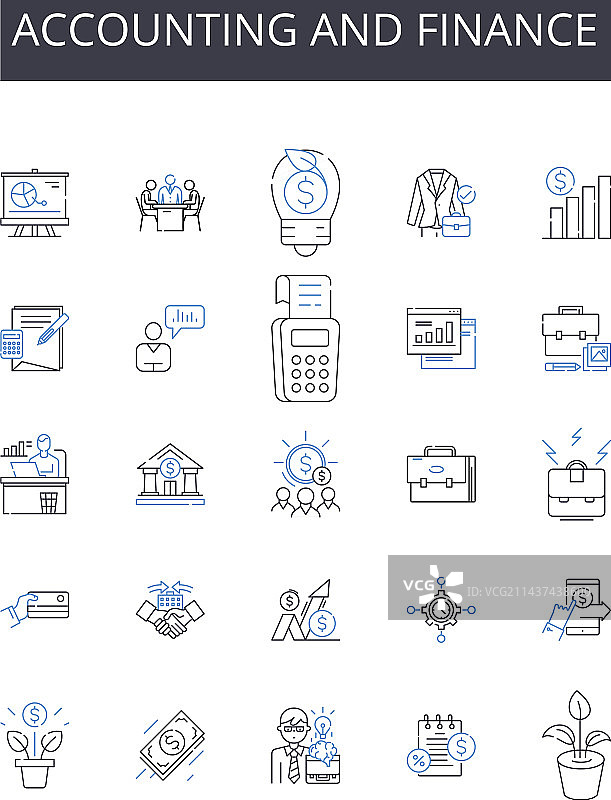 会计金融线性图标合集图片素材