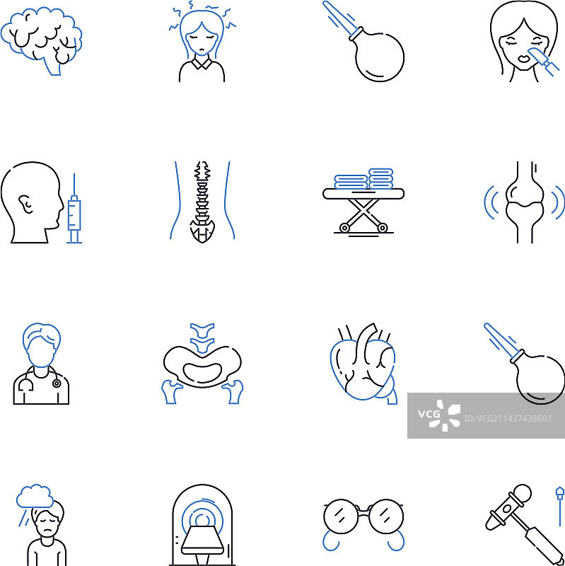 儿科诊所线性图标合集图片素材