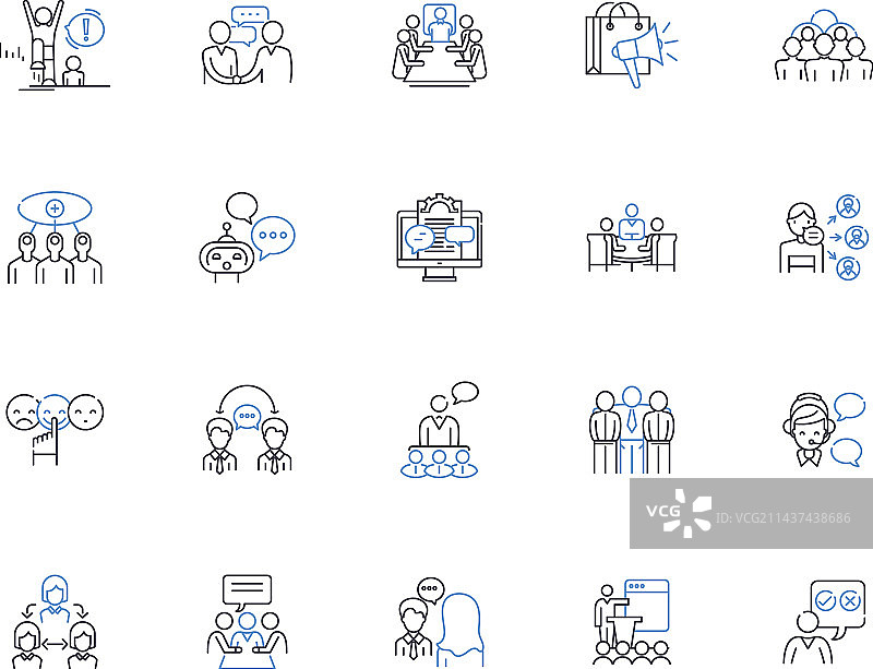 人际沟通者线性图标合集图片素材