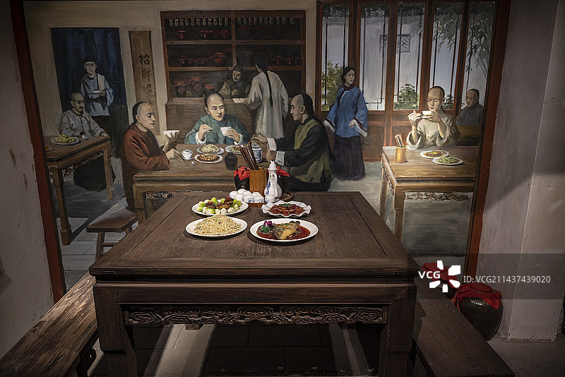 江苏淮安里运河文化长廊~清江浦记忆馆~古代饭店，食肆图片素材