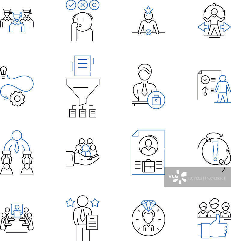 营销中心线性图标集合自动化图片素材