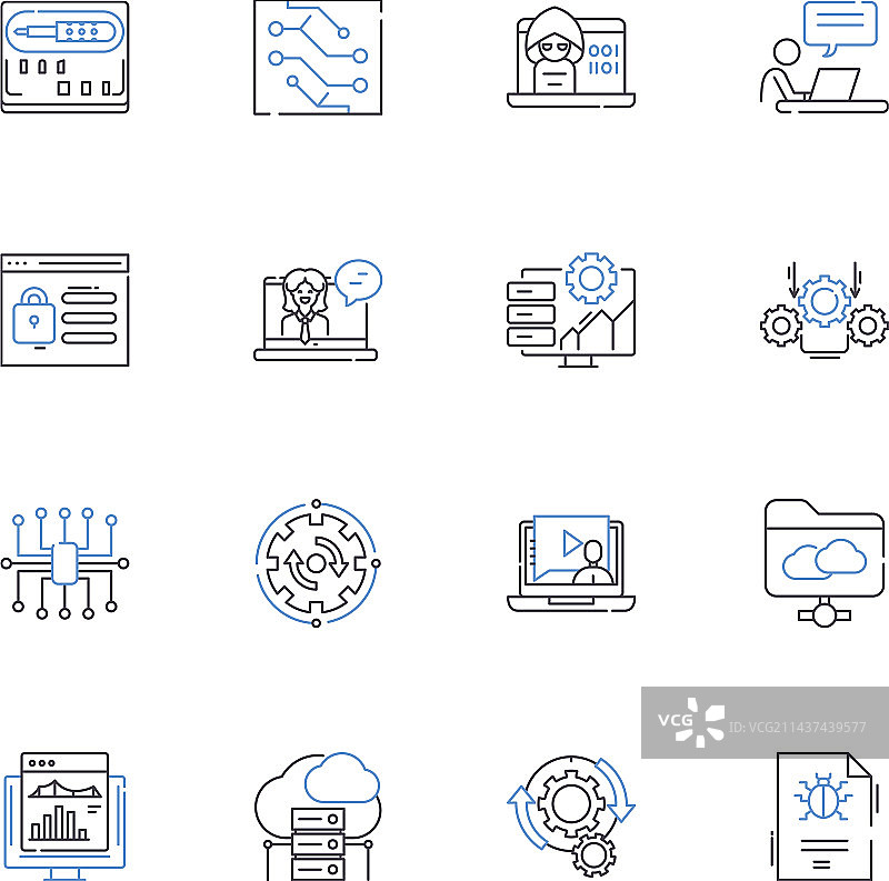 在线购物电商线性图标图片素材