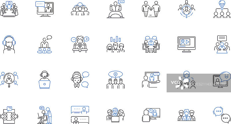 引人入胜的派对线性图标合集图片素材