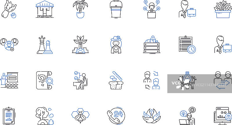 金融银行业线性图标合集图片素材