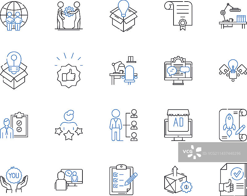 客户获取渠道线性图标合集图片素材