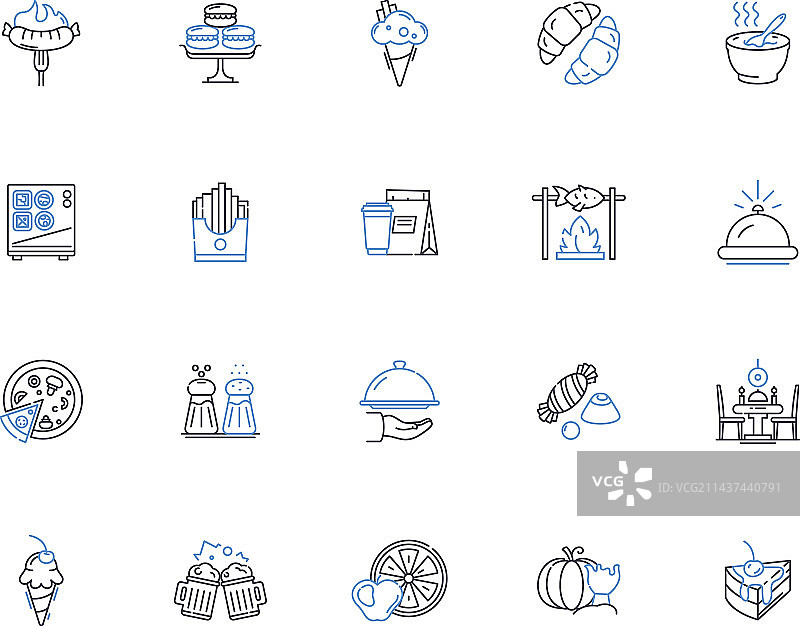 美食盛宴美味佳肴系列线条图标图片素材