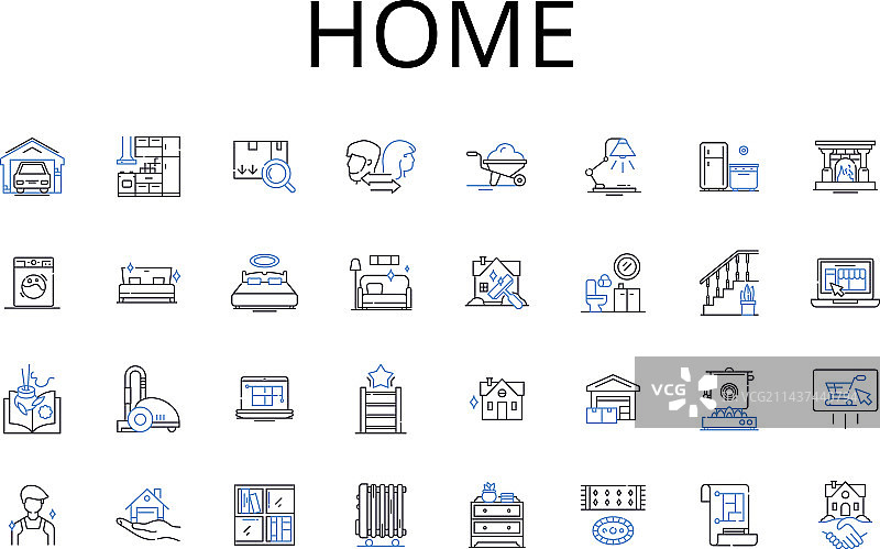 房屋住宅系列线性图标图片素材