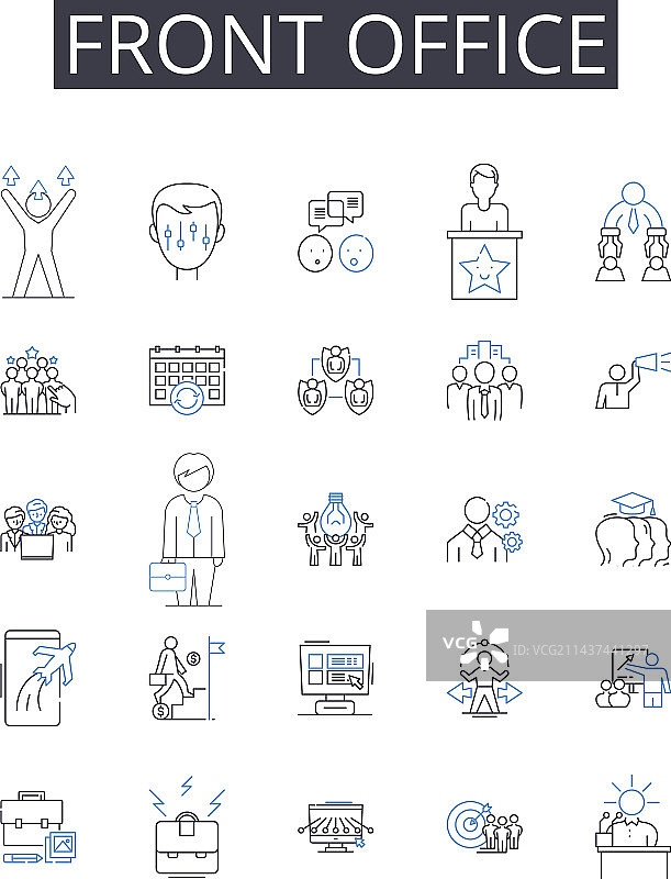 前台办公室线性图标后台区域合集图片素材