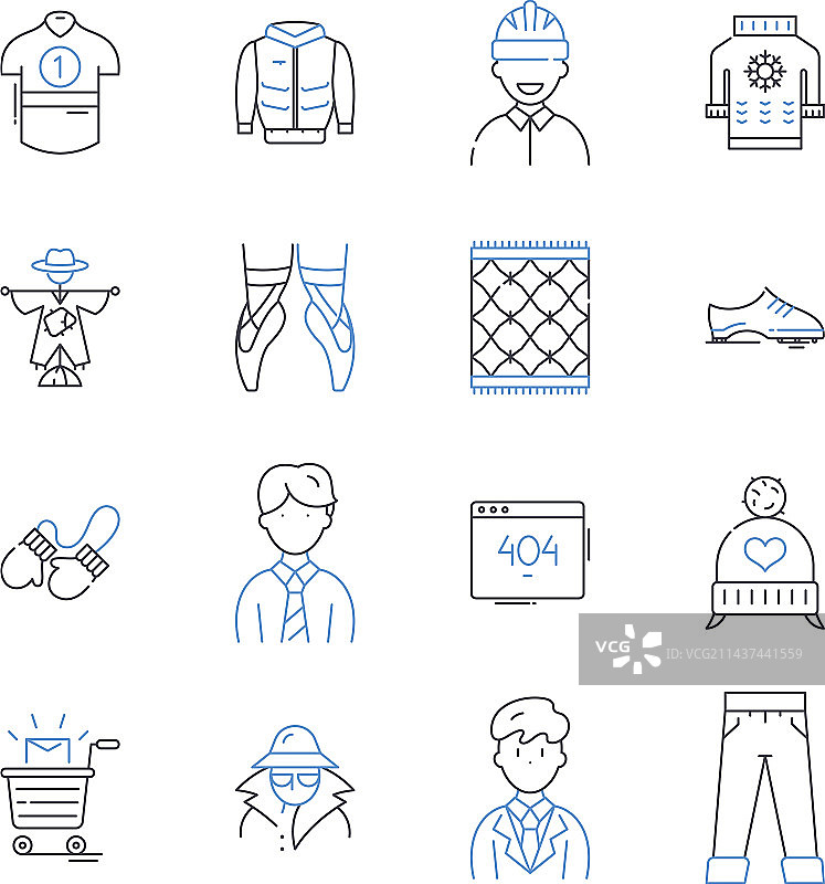 时尚零售商线性图标潮流合集图片素材