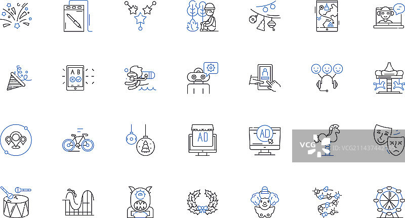 有趣的线条图标集合，快乐的图片素材