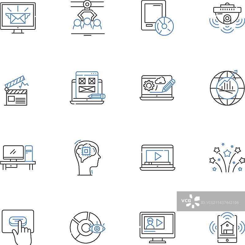 新闻机构线性图标合集图片素材