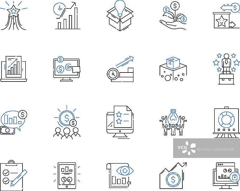 贸易评估线性图标合集图片素材