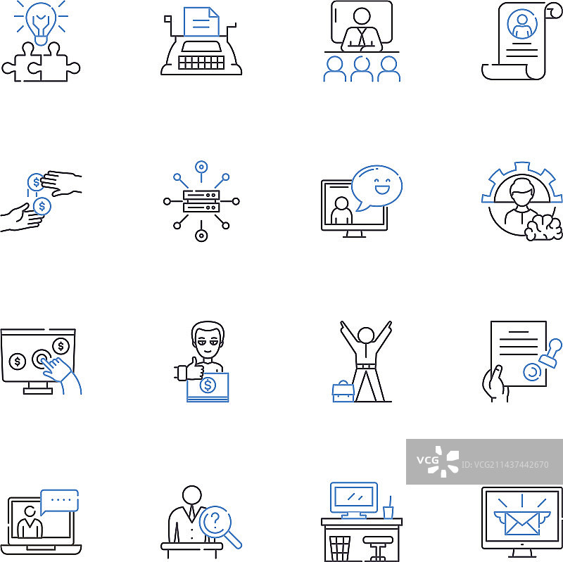 成功和胜利线性图标集合图片素材