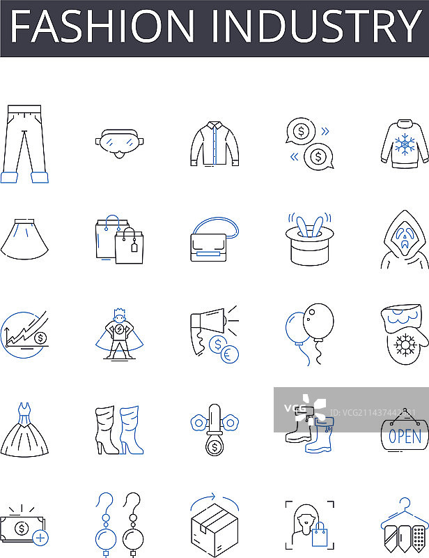 时尚产业线性图标沉浸式合集图片素材