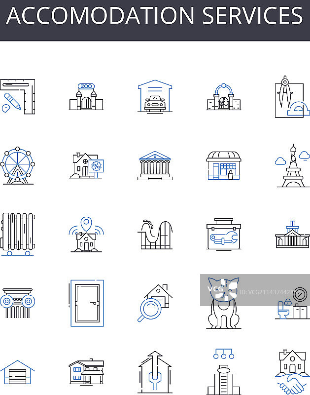 住宿服务线性图标合集图片素材