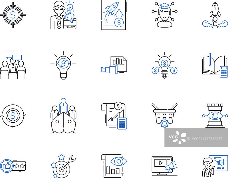 内容概念线性图标合集：博客图片素材