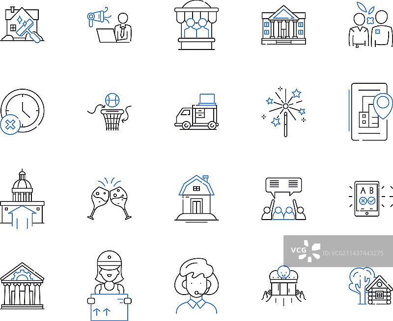 忙碌生活方式线性图标合集图片素材