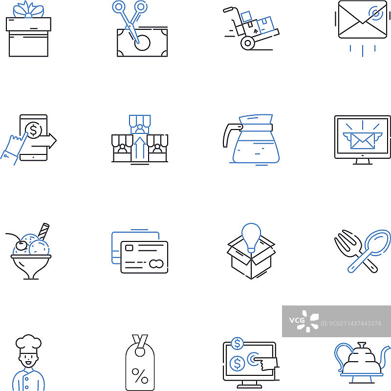 仓库线条图标集合存储图片素材