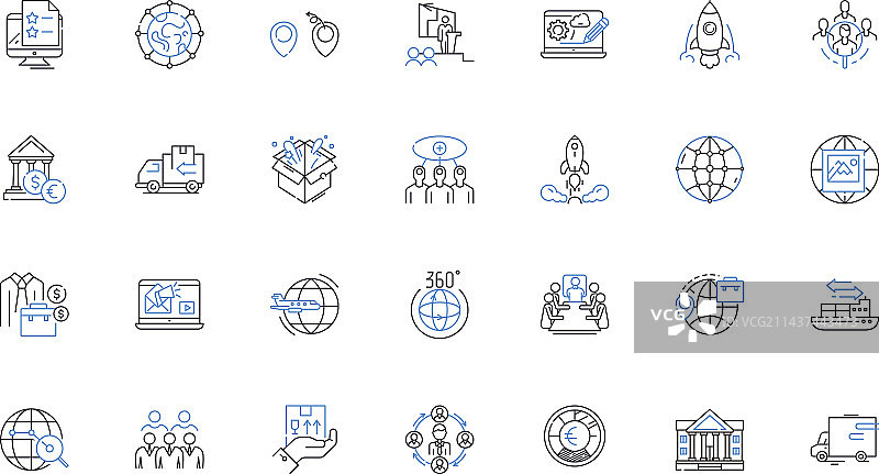 跨境合资企业线性图标集合图片素材