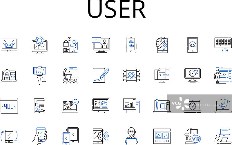 用户线性图标集合：消费者客户图片素材