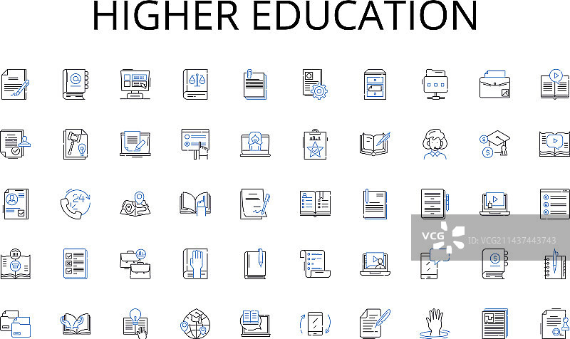 高等教育线性图标合集图片素材