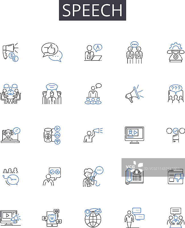 演讲系列线性图标，包含交付与演讲图片素材