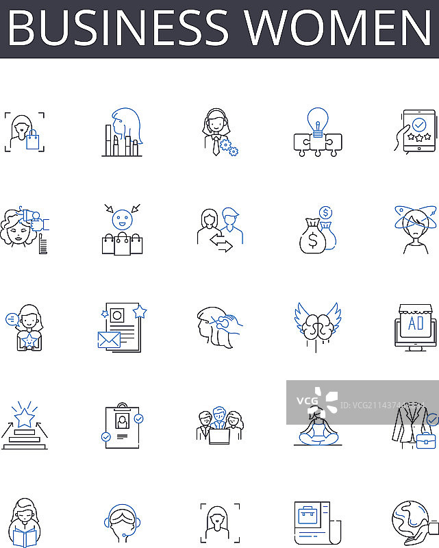 商业女性线条图标合集图片素材