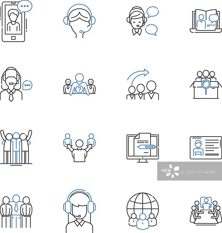 小团体阵容线性图标集合图片素材