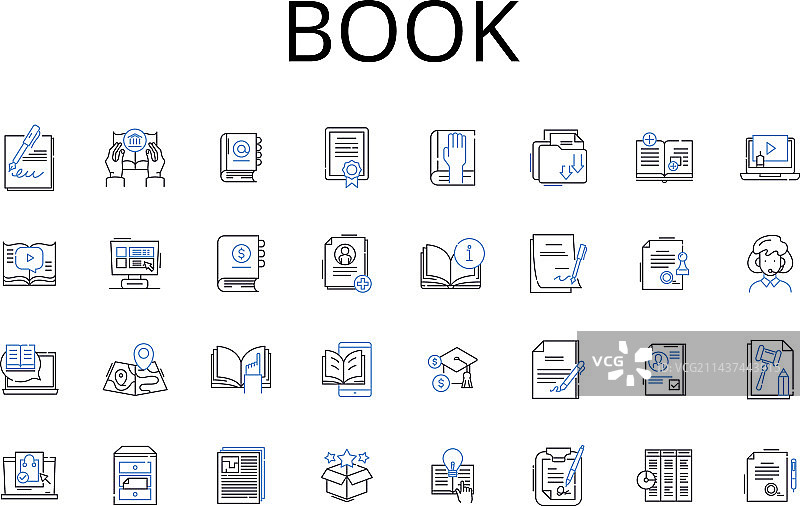 书籍线性图标合集图片素材