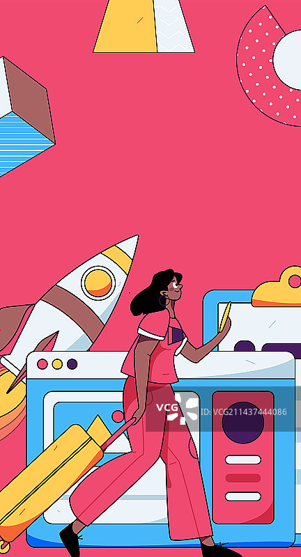 商务工作的人物扁平矢量概念运营手绘插画图片素材