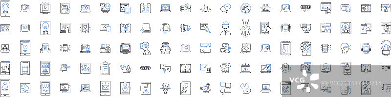 人工智能商业线条图标合集图片素材