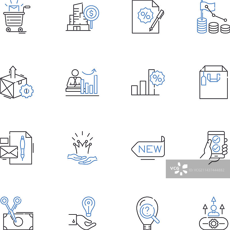 谈判与收益线条图标合集图片素材