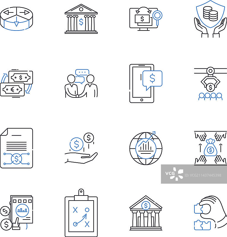财富领域线条图标合集图片素材