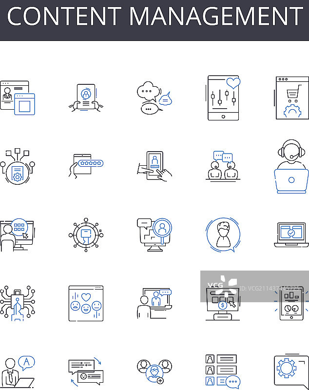 内容管理线性图标社交合集图片素材