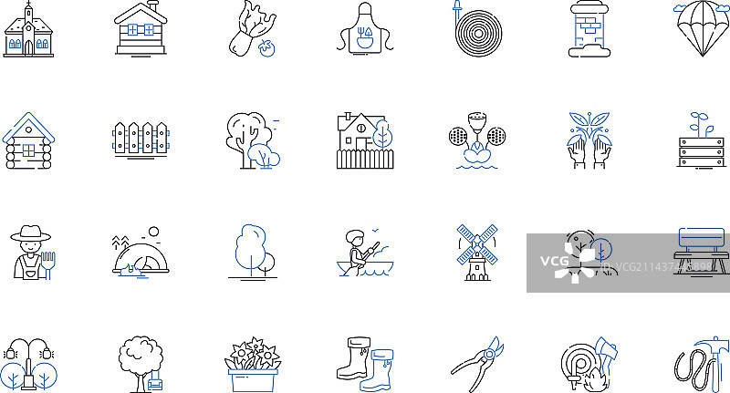 殖民地线条图标合集图片素材