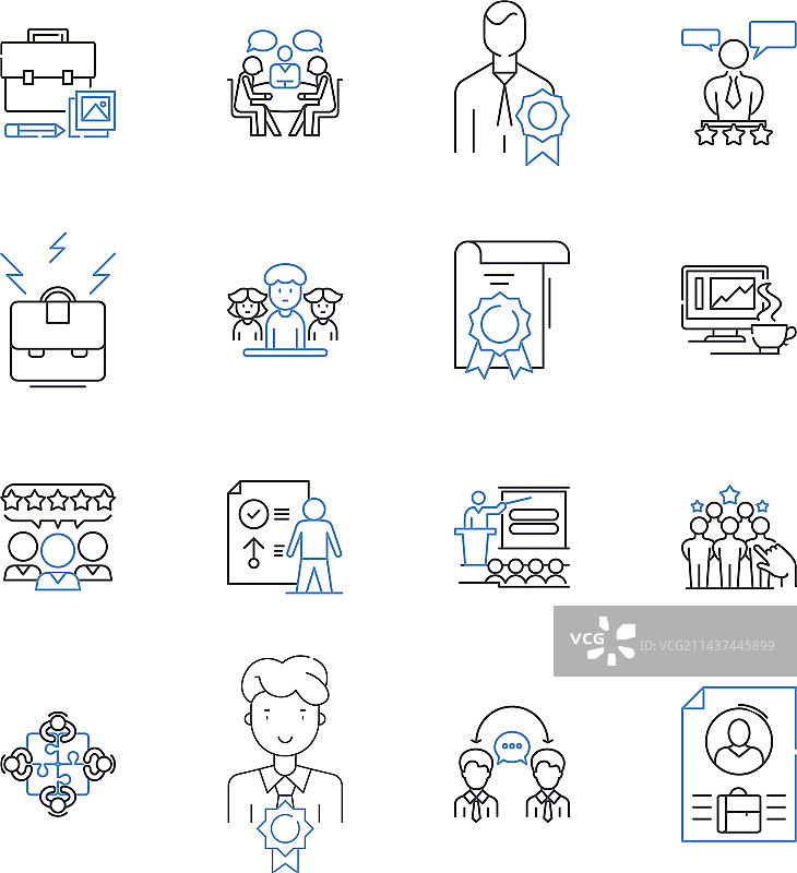 公司层级结构线性图标合集图片素材